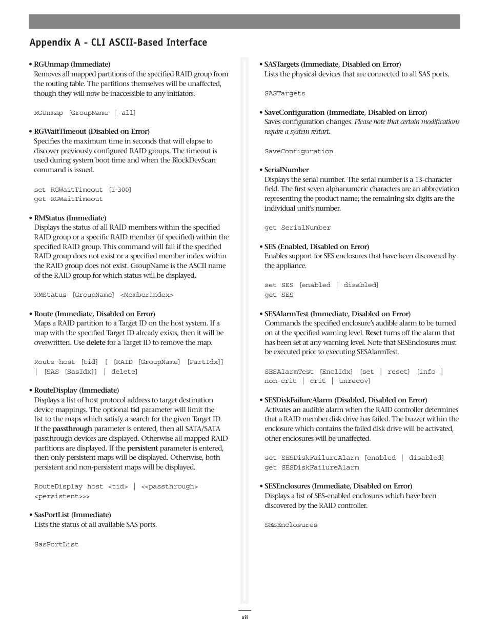 Appendix a - cli ascii-based interface | Sonnet Technologies Fusion RAID Configuration Tool and Utilities Operation Manual User Manual | Page 76 / 82