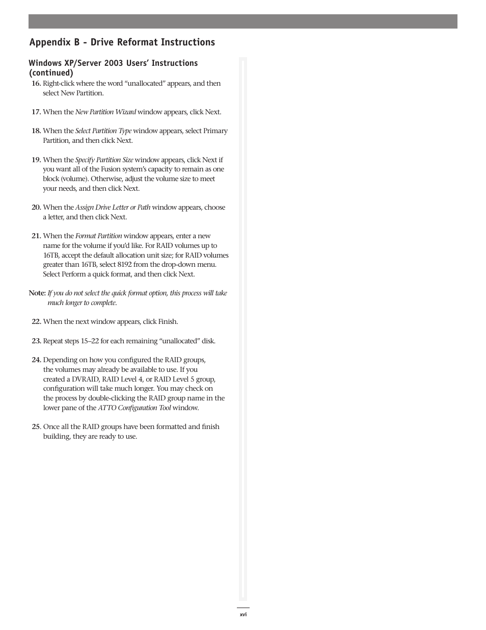 Appendix b - drive reformat instructions | Sonnet Technologies Fusion RAID Configuration Tool and Utilities Operation Manual User Manual | Page 80 / 82