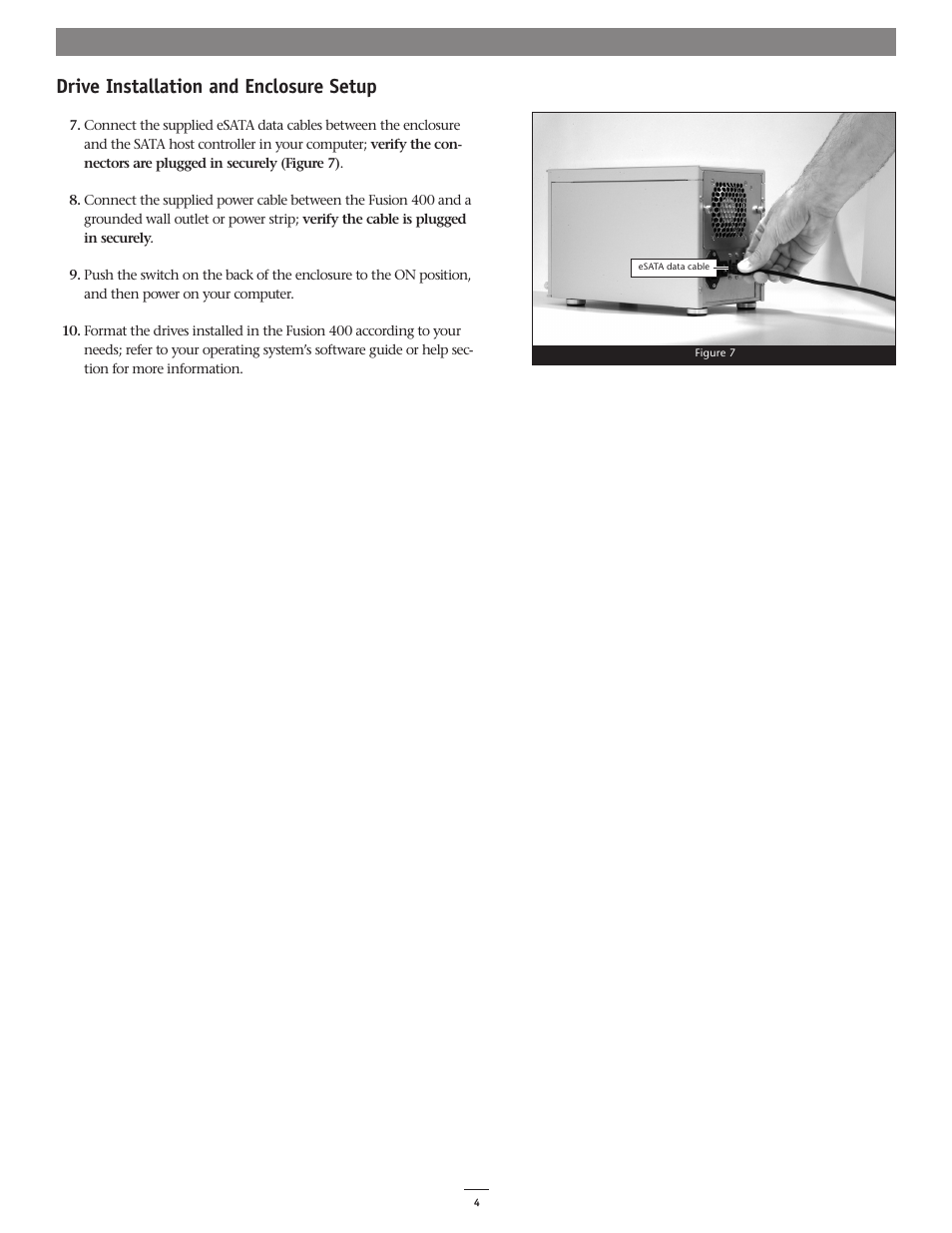 Drive installation and enclosure setup | Sonnet Technologies Fusion 400 (Version 2) User Manual | Page 5 / 8