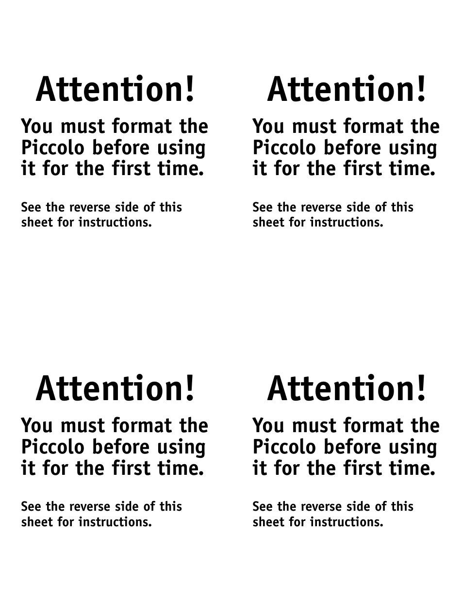 Attention | Sonnet Technologies Piccolo USB Flash Drive Formatting Info Guide [English] User Manual | Page 2 / 2