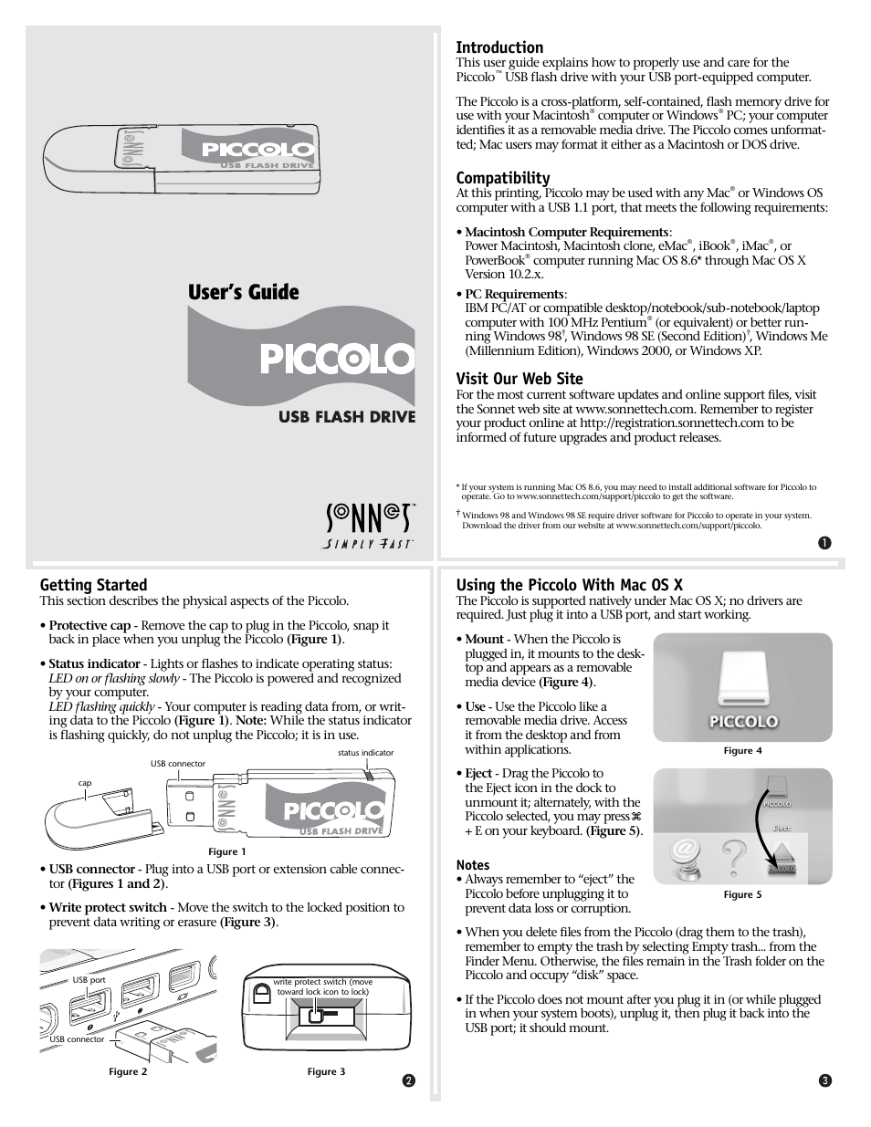 Sonnet Technologies Piccolo USB Flash Drive User Manual | 2 pages