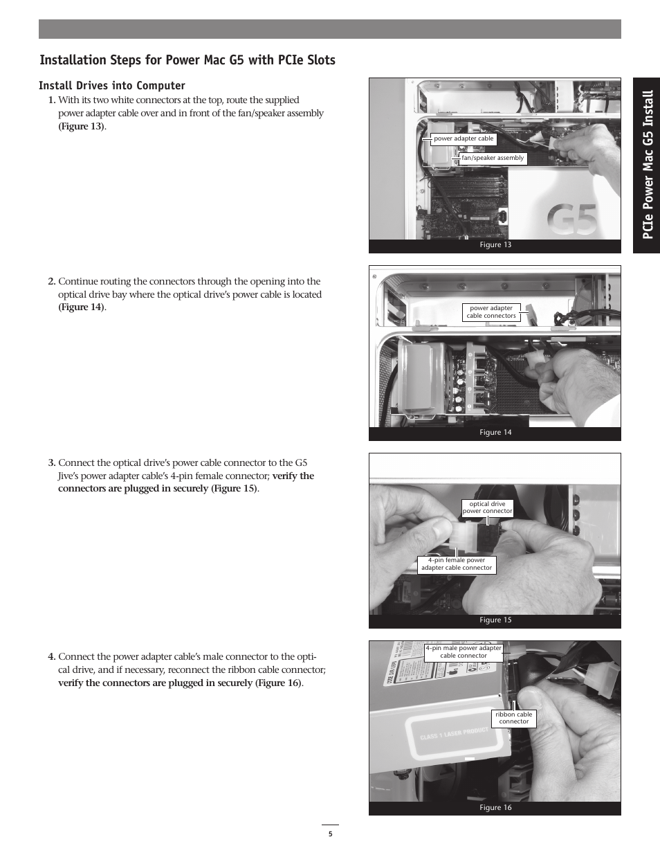 Pc ie p ow er m ac g 5 in st al l | Sonnet Technologies G5 Jive User Manual | Page 5 / 15