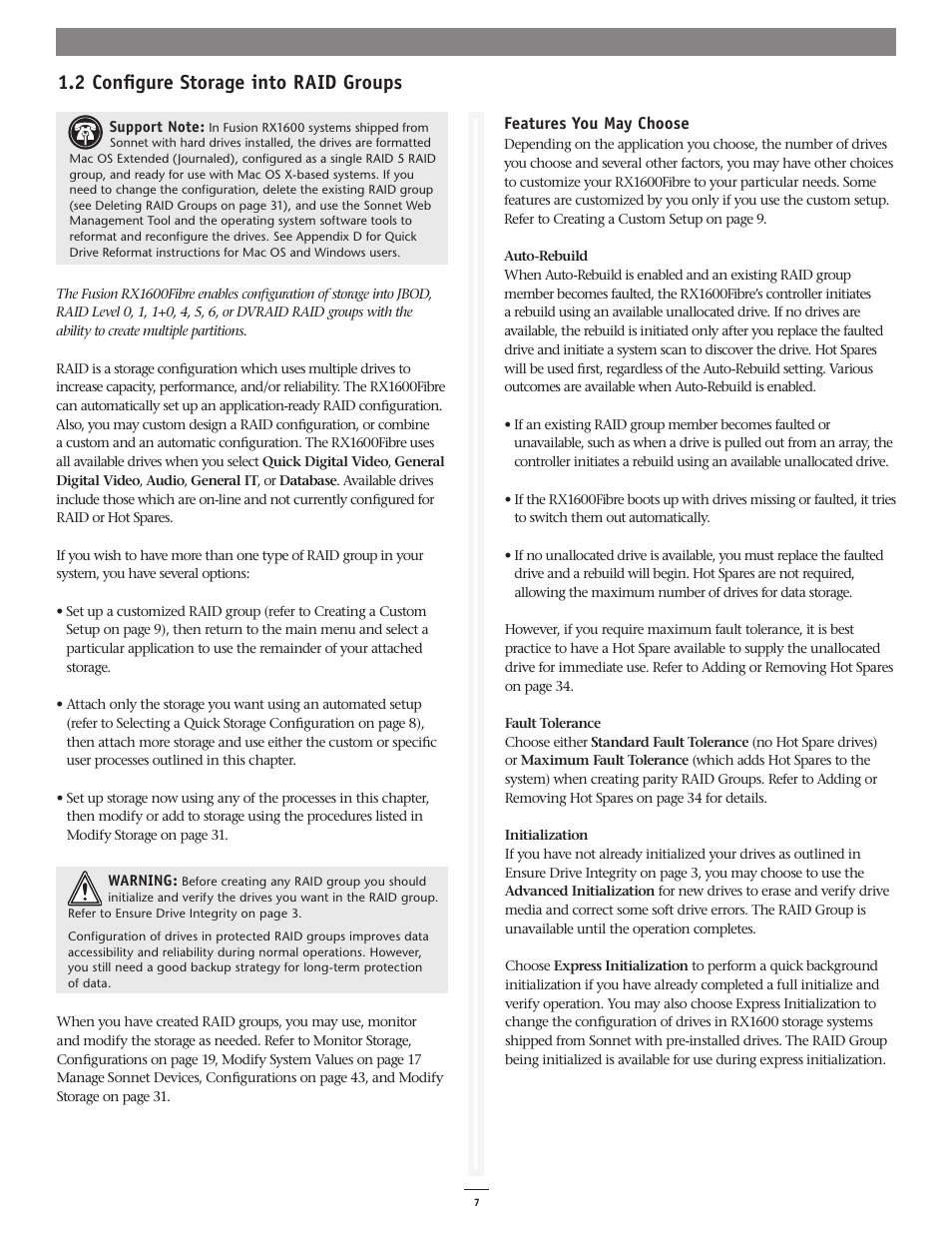 2 configure storage into raid groups | Sonnet Technologies Web Management Tool User Manual | Page 13 / 84