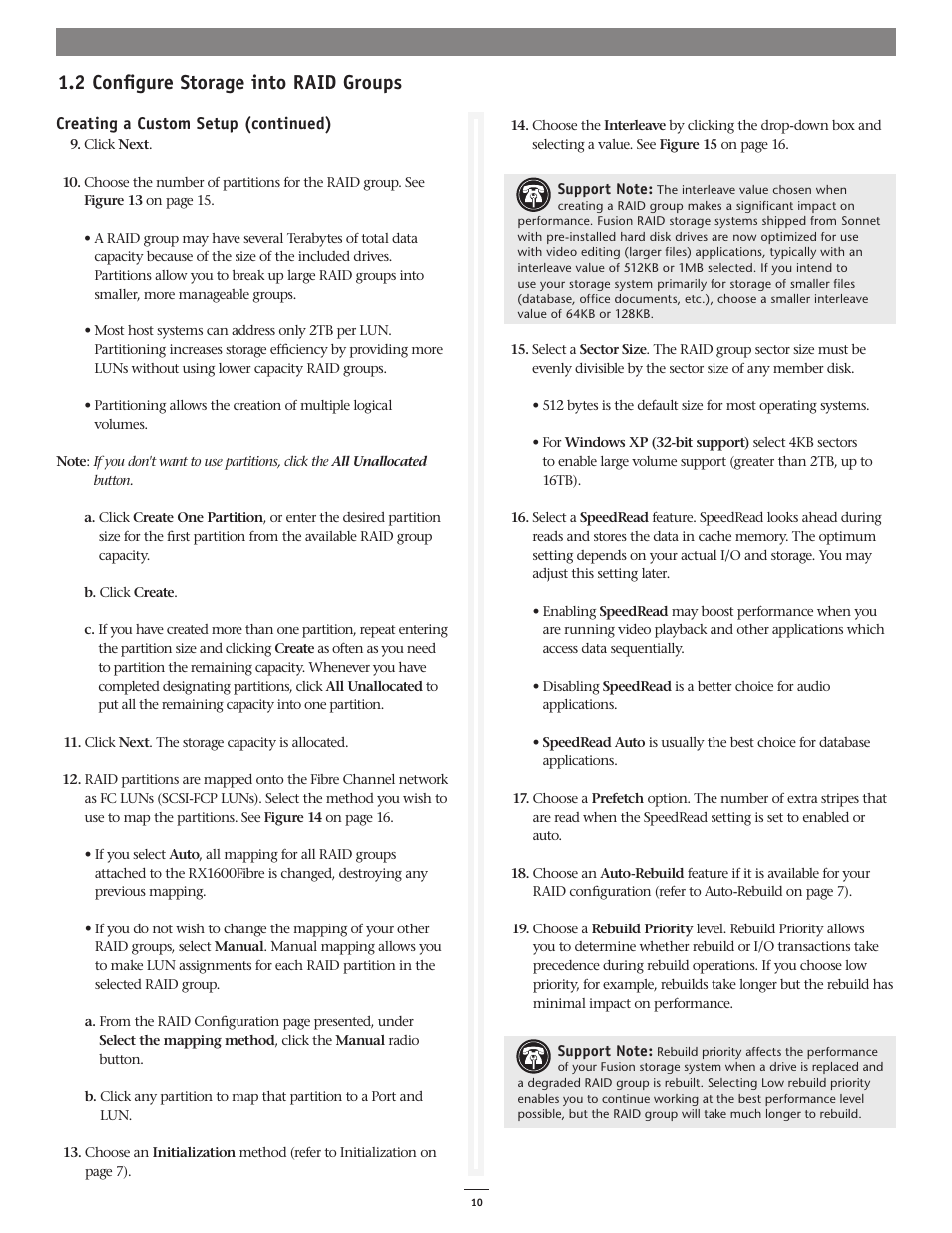 2 configure storage into raid groups | Sonnet Technologies Web Management Tool User Manual | Page 16 / 84