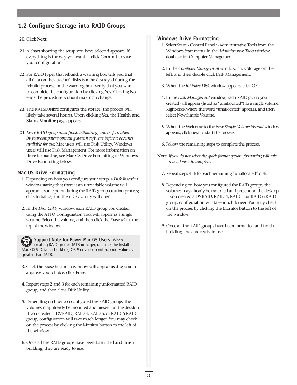 2 configure storage into raid groups | Sonnet Technologies Web Management Tool User Manual | Page 17 / 84