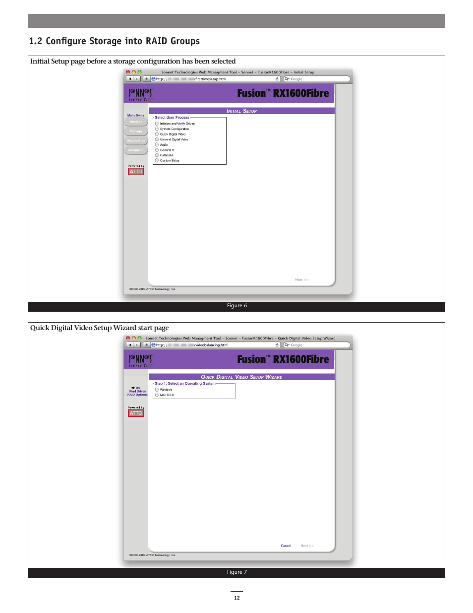 2 configure storage into raid groups | Sonnet Technologies Web Management Tool User Manual | Page 18 / 84