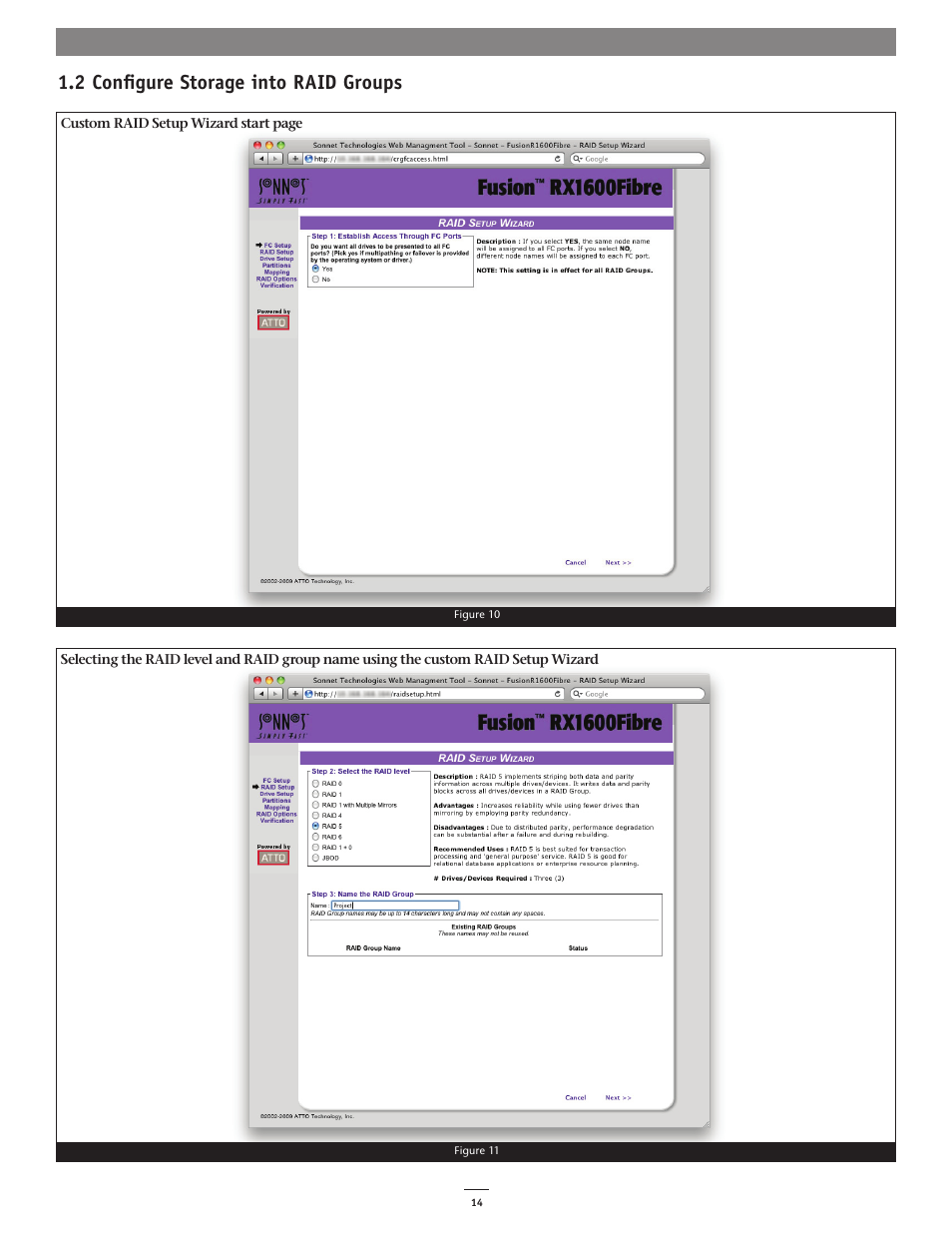 2 configure storage into raid groups | Sonnet Technologies Web Management Tool User Manual | Page 20 / 84