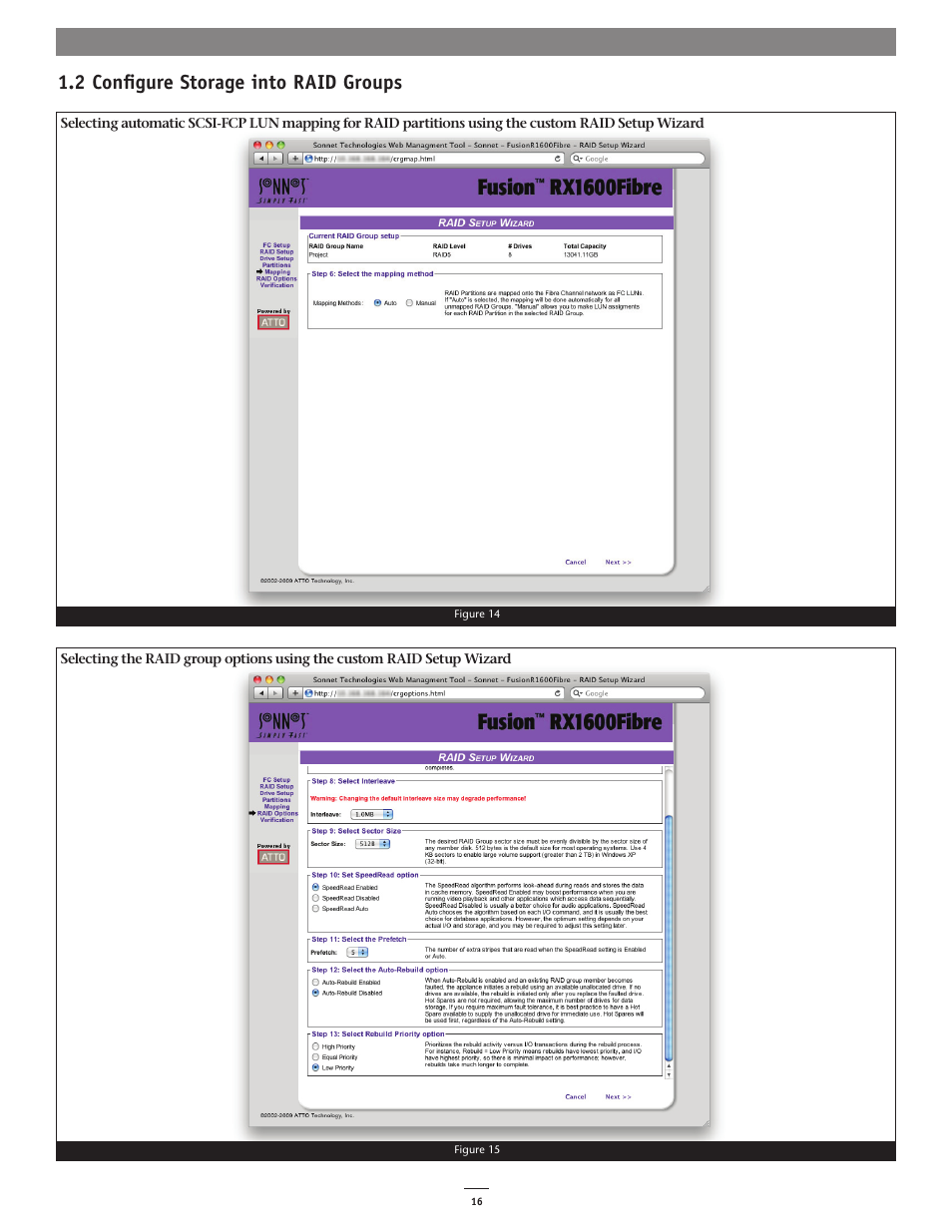 2 configure storage into raid groups | Sonnet Technologies Web Management Tool User Manual | Page 22 / 84