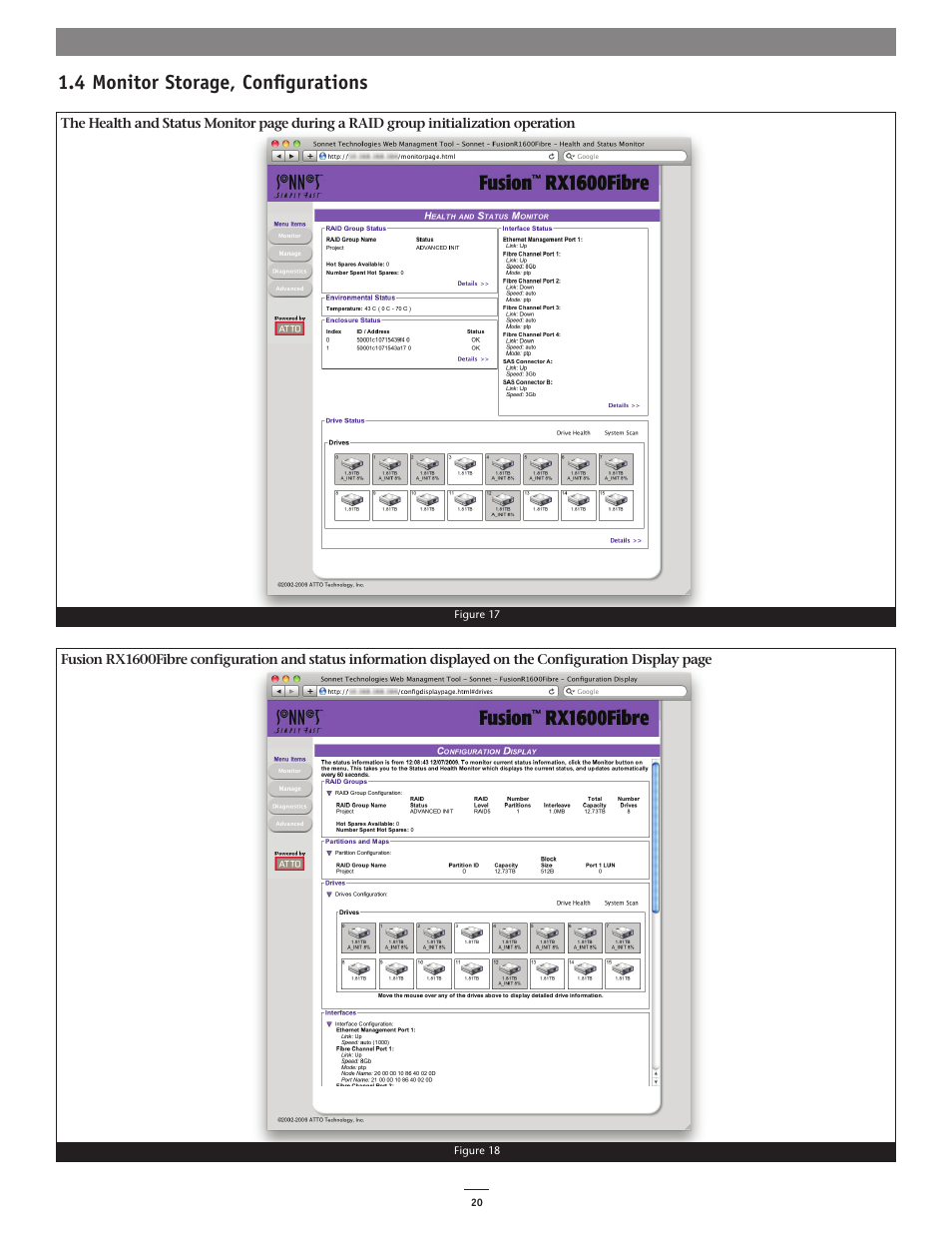 4 monitor storage, configurations | Sonnet Technologies Web Management Tool User Manual | Page 26 / 84