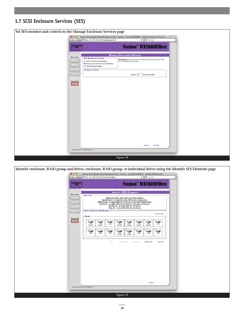 7 scsi enclosure services (ses) | Sonnet Technologies Web Management Tool User Manual | Page 34 / 84