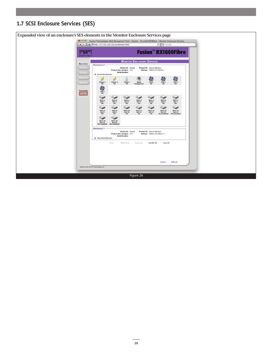 7 scsi enclosure services (ses) | Sonnet Technologies Web Management Tool User Manual | Page 35 / 84