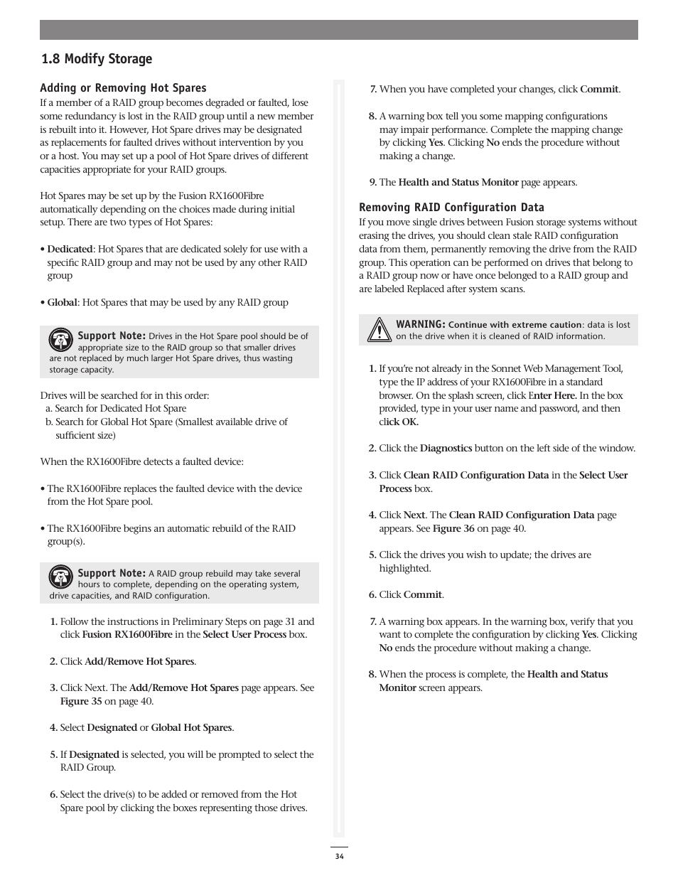 8 modify storage | Sonnet Technologies Web Management Tool User Manual | Page 40 / 84