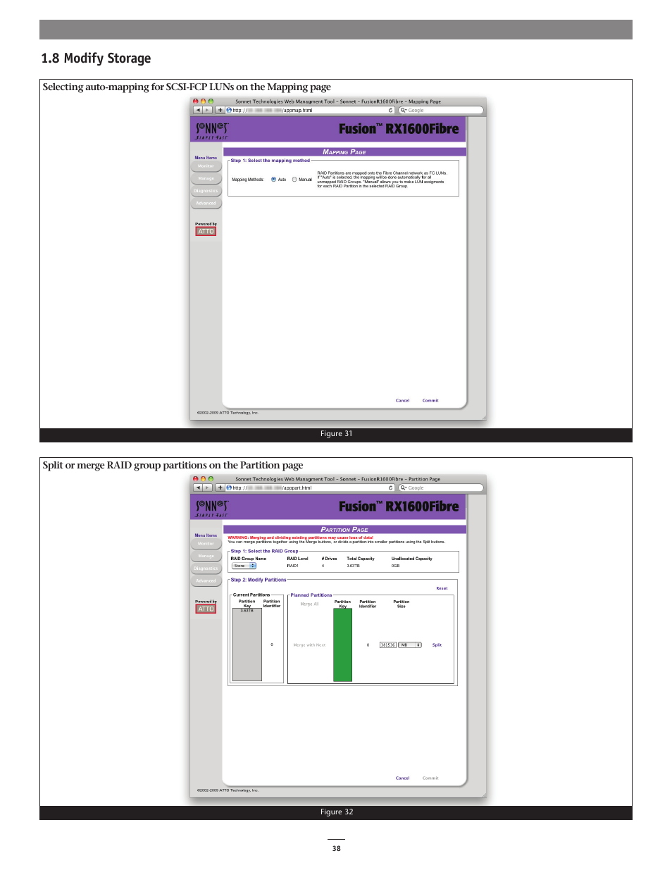 8 modify storage | Sonnet Technologies Web Management Tool User Manual | Page 44 / 84