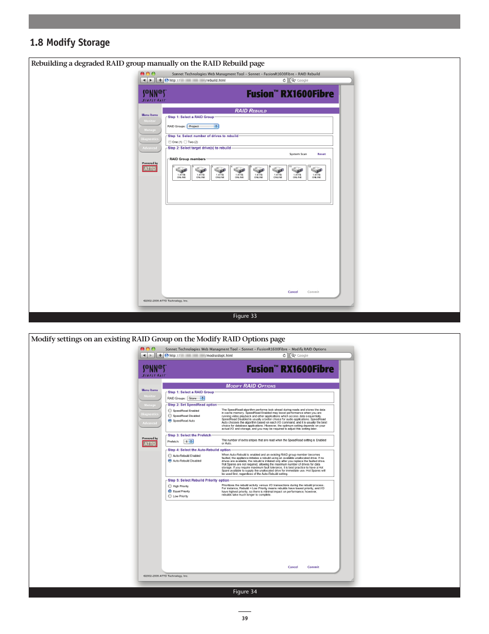 8 modify storage | Sonnet Technologies Web Management Tool User Manual | Page 45 / 84