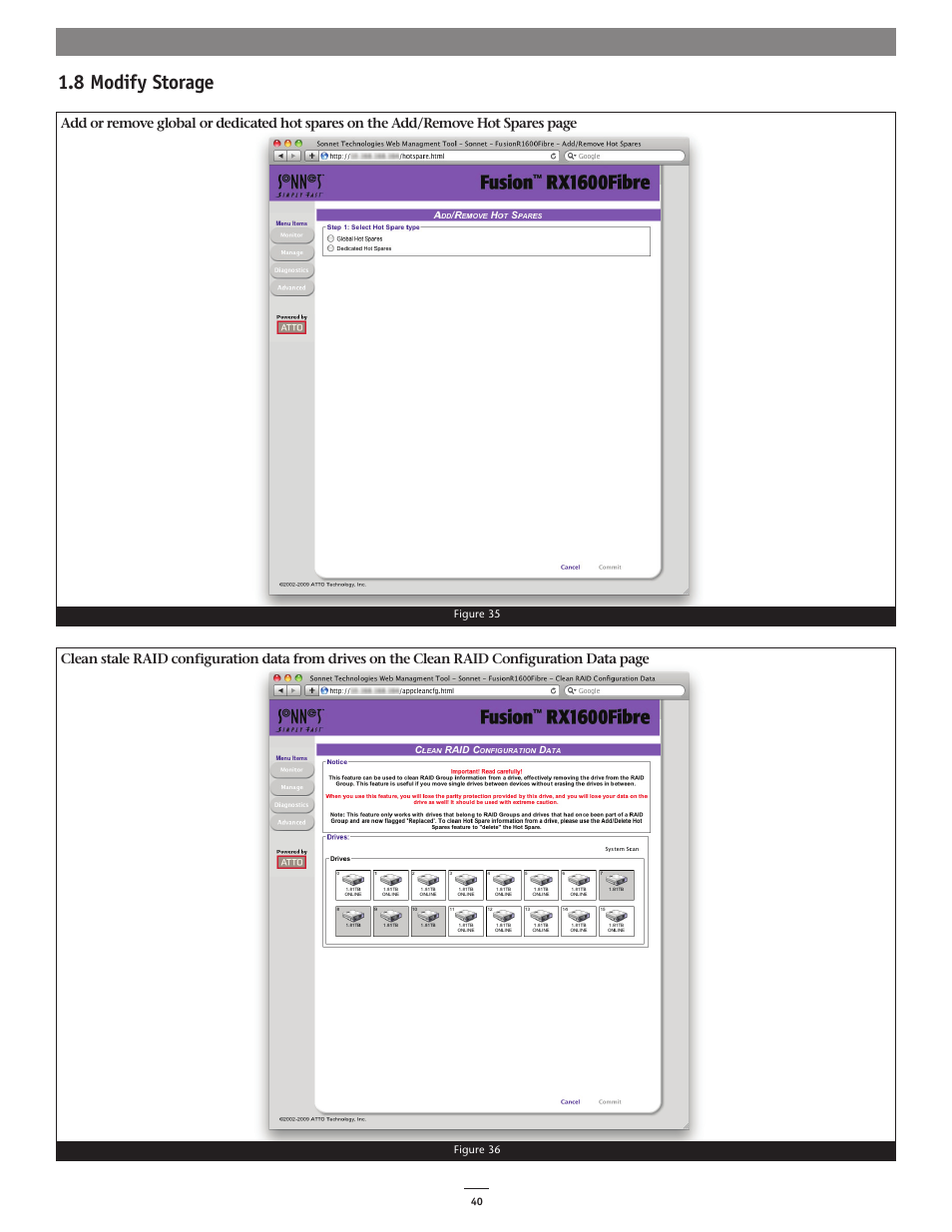 8 modify storage | Sonnet Technologies Web Management Tool User Manual | Page 46 / 84