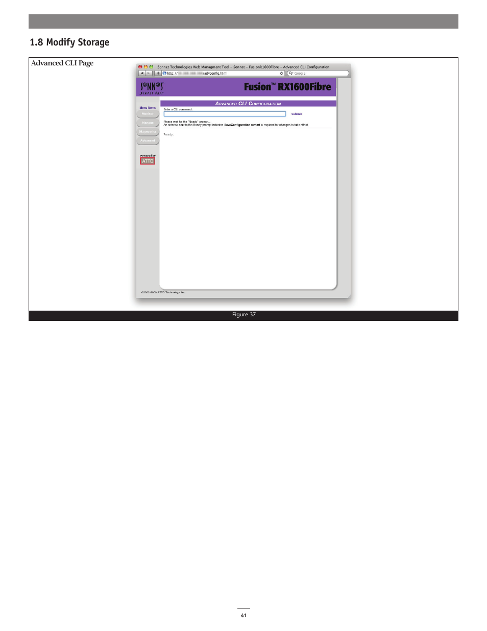 8 modify storage | Sonnet Technologies Web Management Tool User Manual | Page 47 / 84