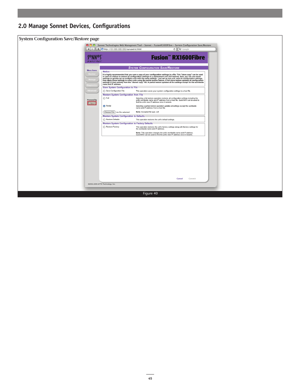 0 manage sonnet devices, configurations | Sonnet Technologies Web Management Tool User Manual | Page 51 / 84