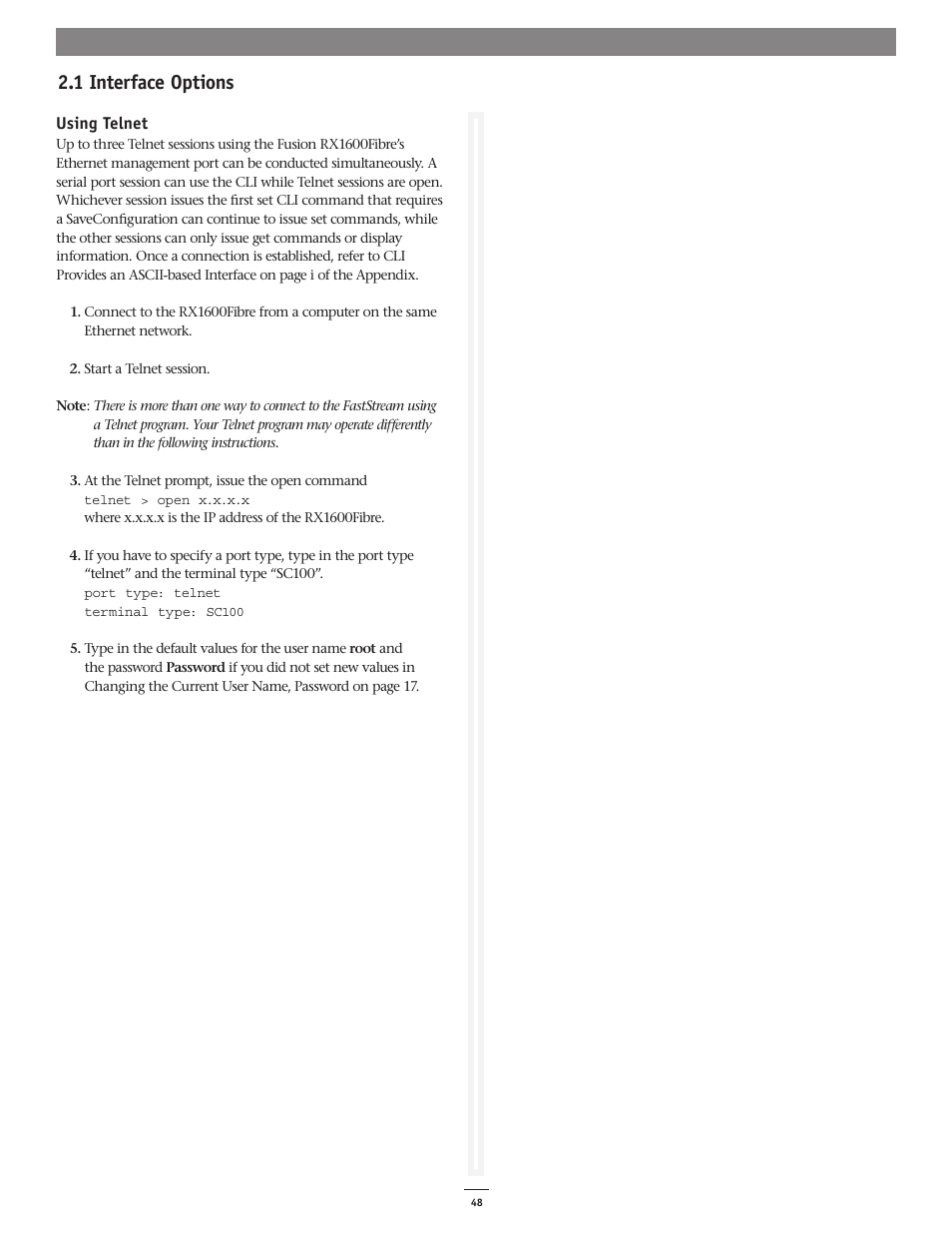 1 interface options | Sonnet Technologies Web Management Tool User Manual | Page 54 / 84