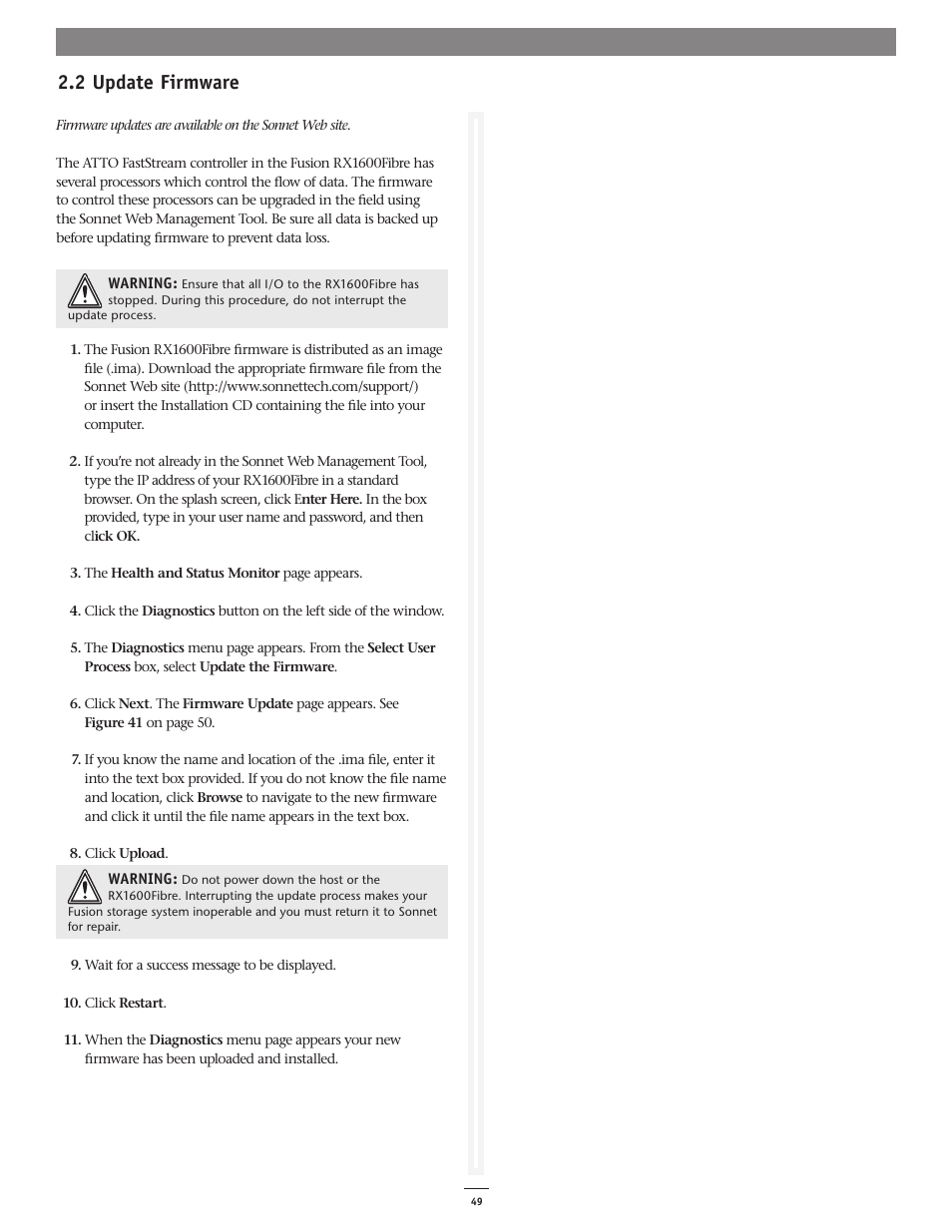 2 update firmware | Sonnet Technologies Web Management Tool User Manual | Page 55 / 84