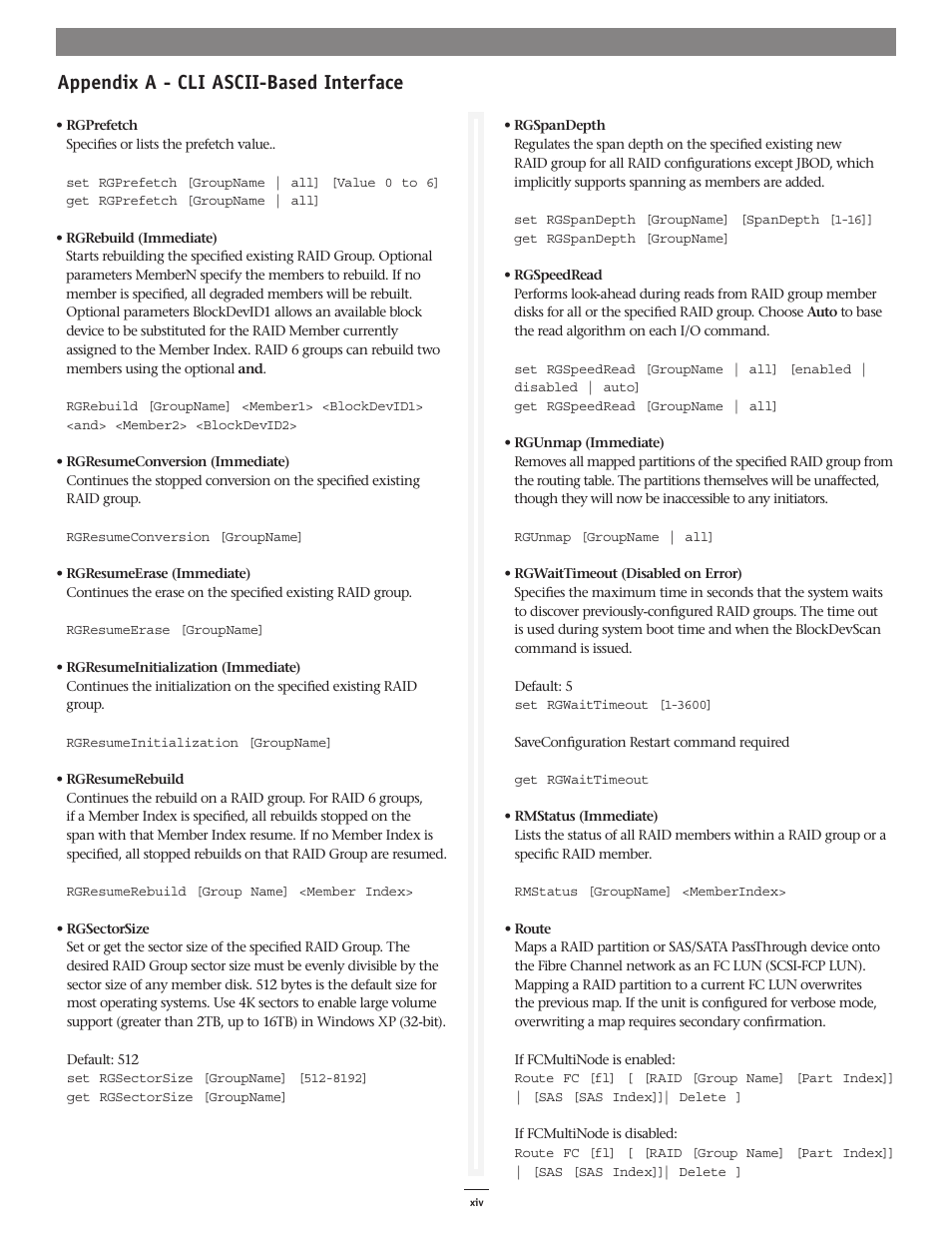 Appendix a - cli ascii-based interface | Sonnet Technologies Web Management Tool User Manual | Page 70 / 84