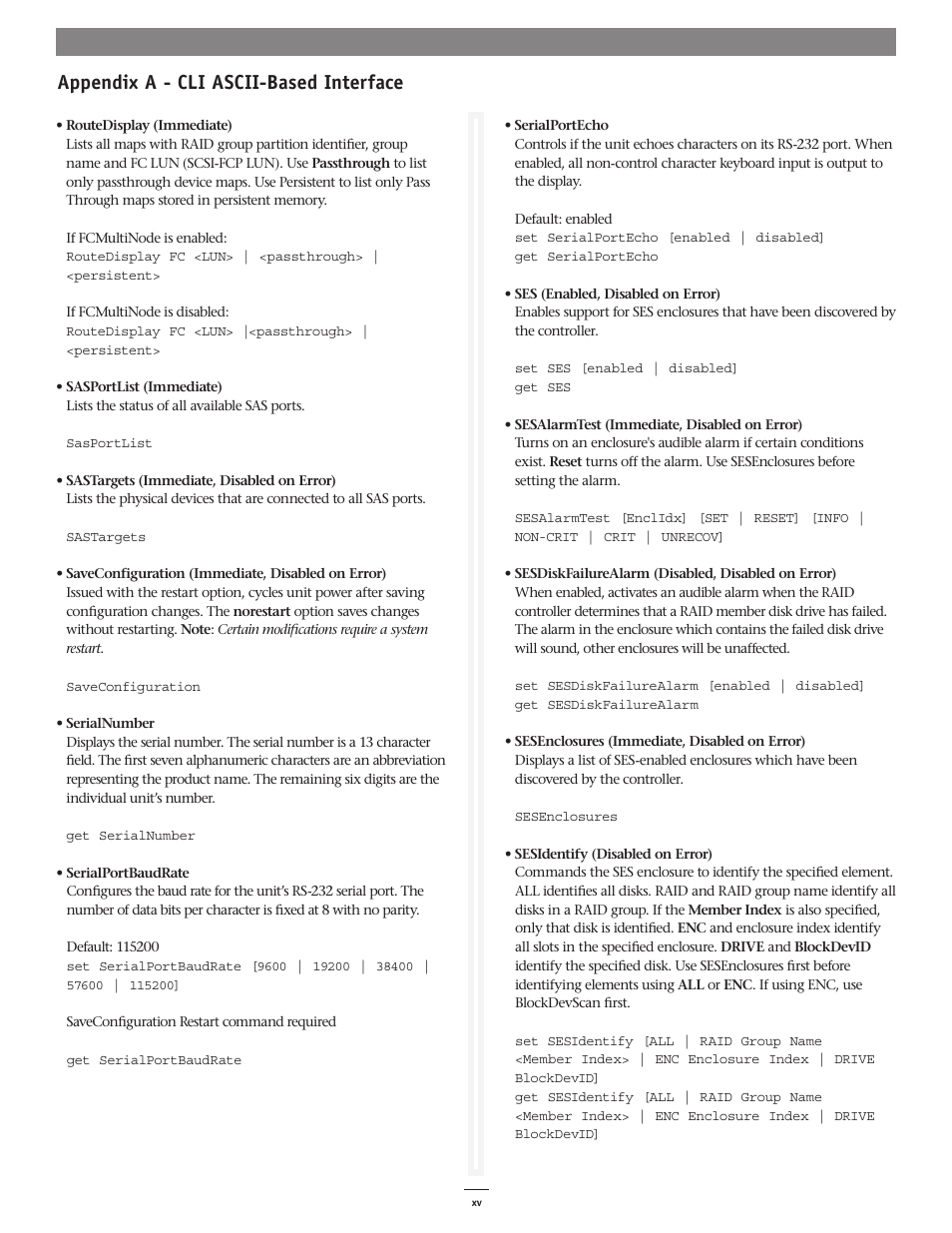 Appendix a - cli ascii-based interface | Sonnet Technologies Web Management Tool User Manual | Page 71 / 84