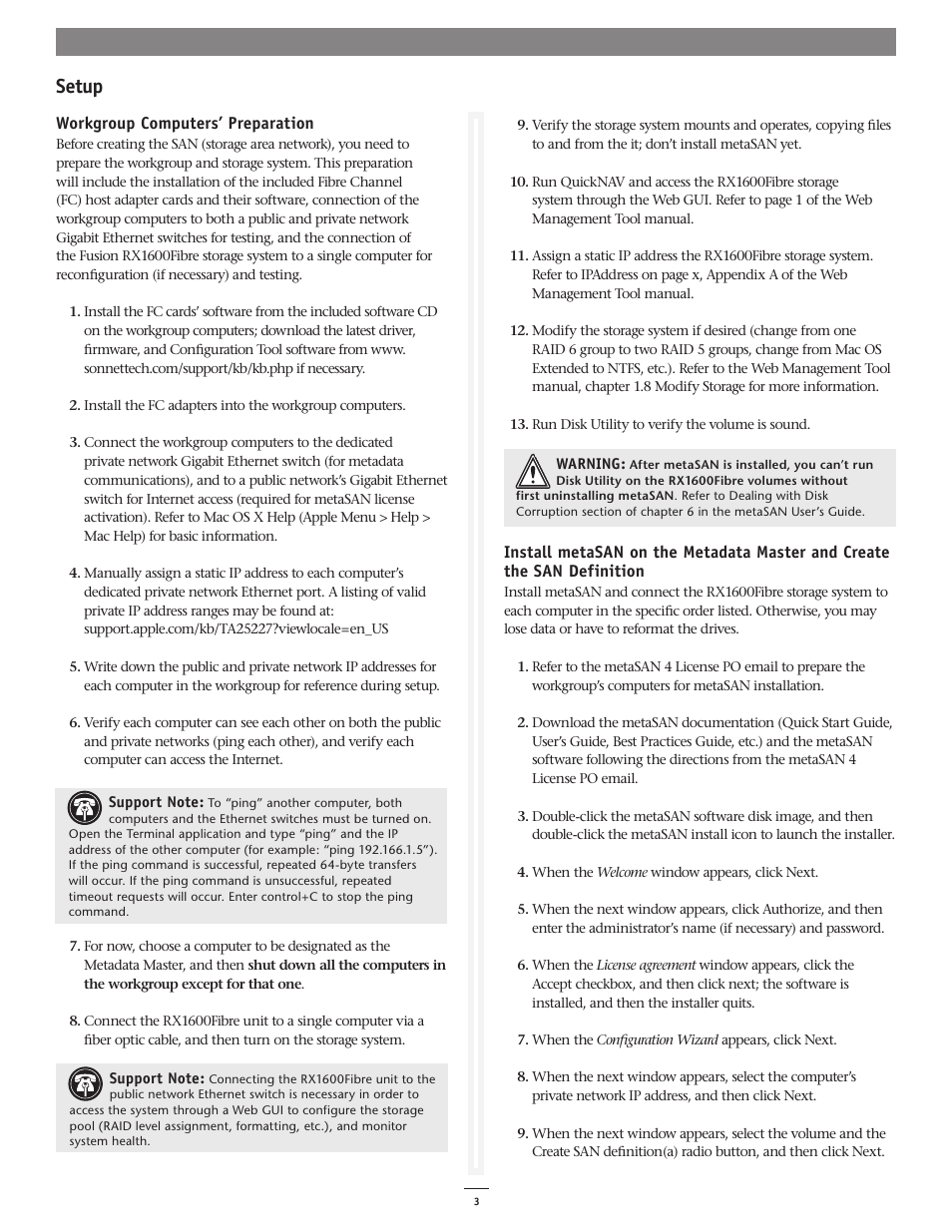 Setup | Sonnet Technologies Fusion RX1600Fibre Fibre-for-4 Quick Start Guide (Mac) User Manual | Page 3 / 6