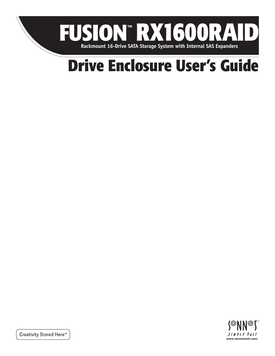 Sonnet Technologies Fusion RX1600RAID (Without Drives) User Manual | 8 pages