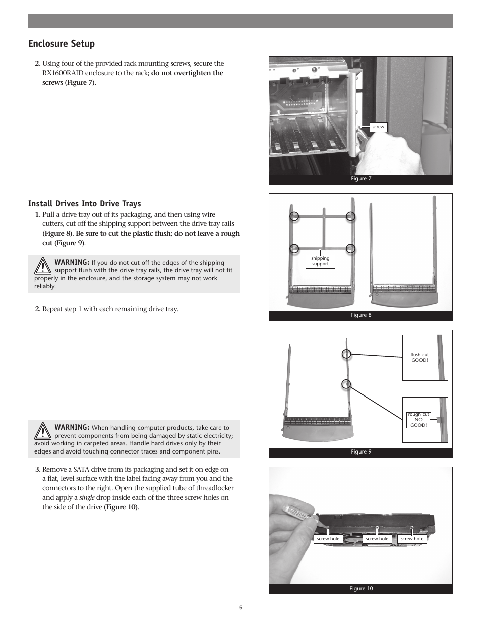 Enclosure setup, Install drives into drive trays | Sonnet Technologies Fusion RX1600RAID (Without Drives) User Manual | Page 5 / 8