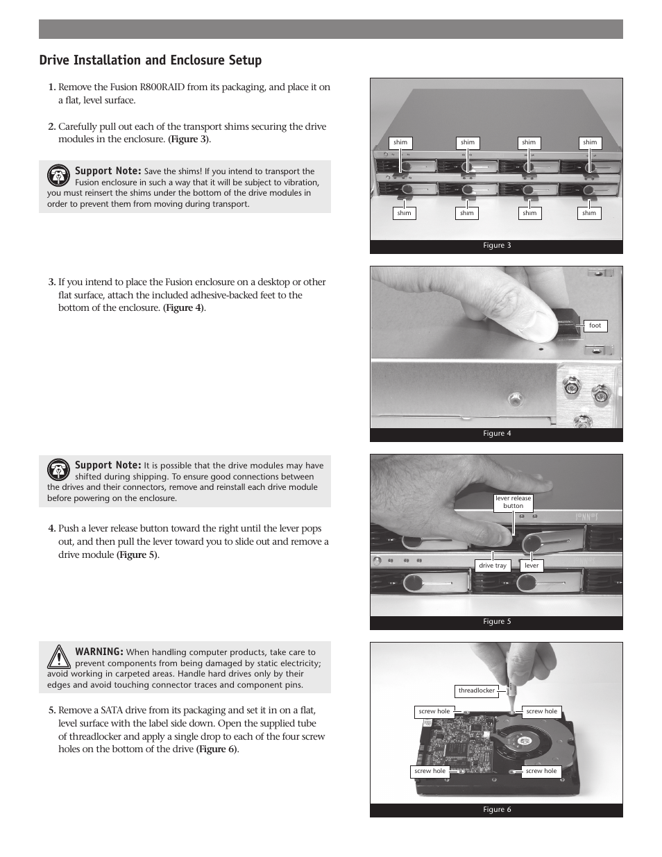 Drive installation and enclosure setup | Sonnet Technologies Fusion R800RAID (Without Drives) User Manual | Page 4 / 8