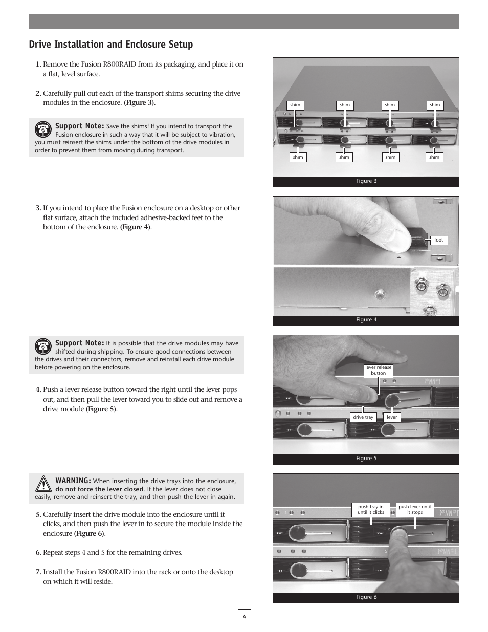 Drive installation and enclosure setup | Sonnet Technologies Fusion R800RAID (With Drives) User Manual | Page 4 / 6