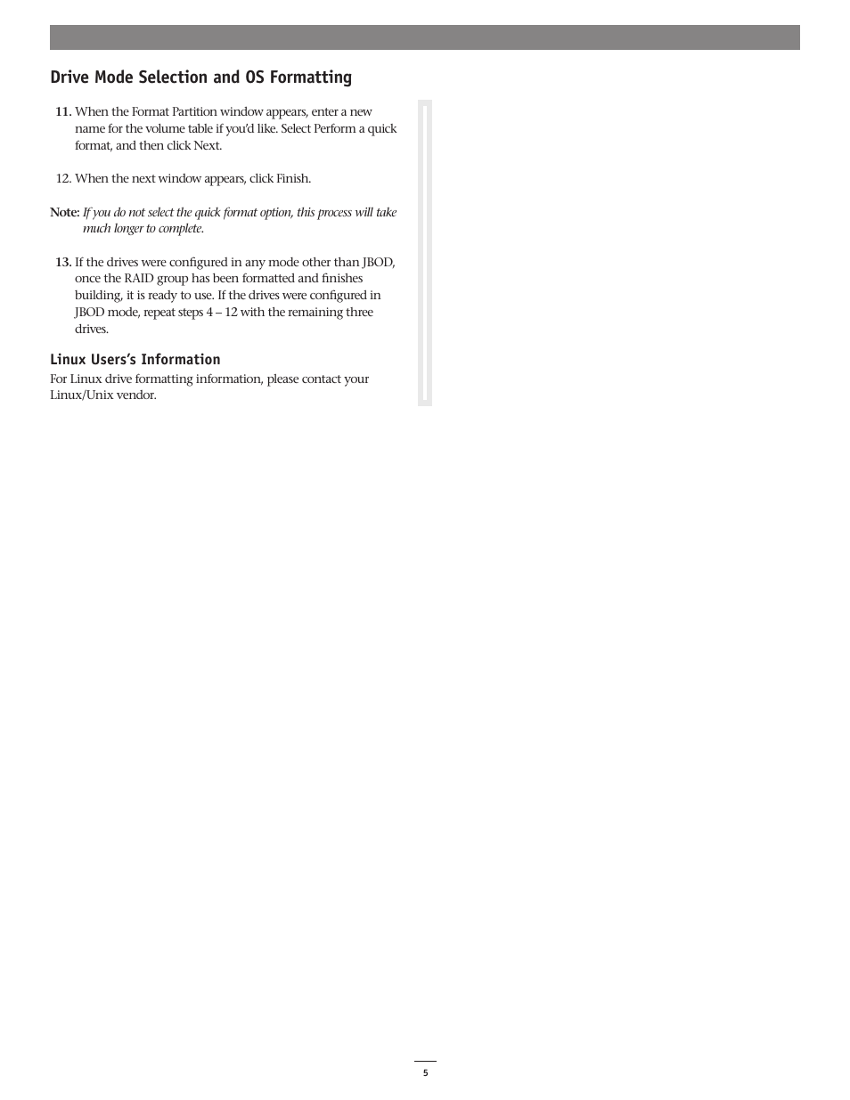 Drive mode selection and os formatting | Sonnet Technologies Fusion R400S RAID (With Drives) User Manual | Page 7 / 12