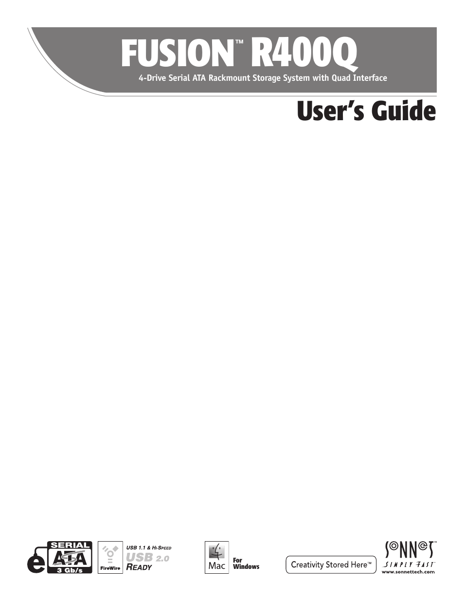 Sonnet Technologies Fusion R400Q (With Drives) User Manual | 6 pages