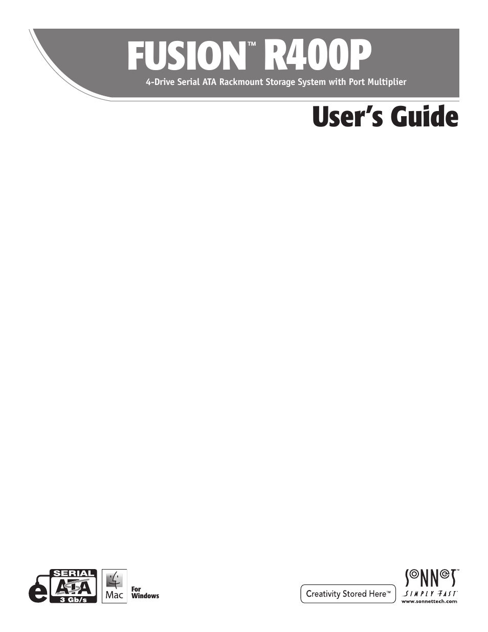 Sonnet Technologies Fusion R400P (With Drives) User Manual | 6 pages