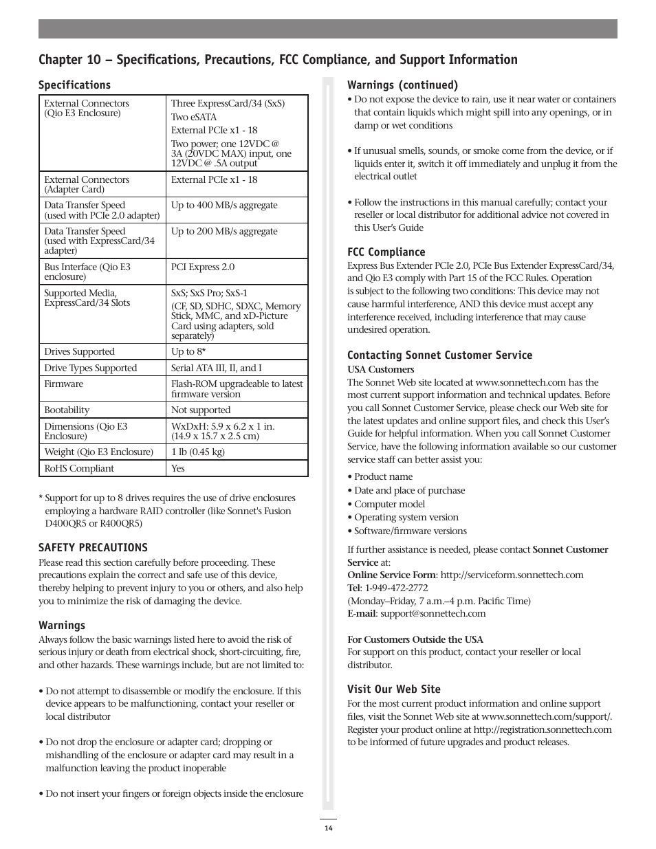 Sonnet Technologies Qio E3 User Manual | Page 18 / 20