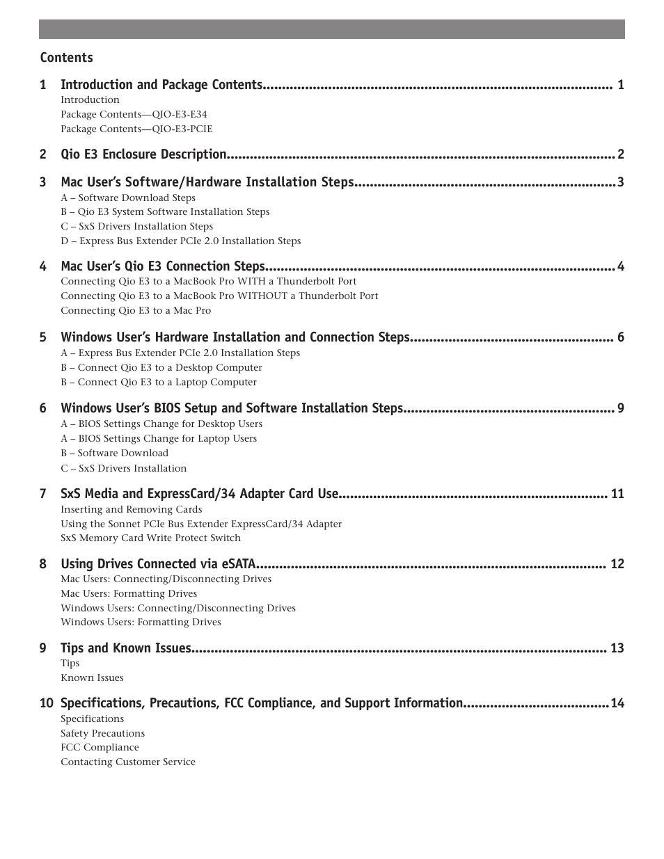 Sonnet Technologies Qio E3 User Manual | Page 3 / 20