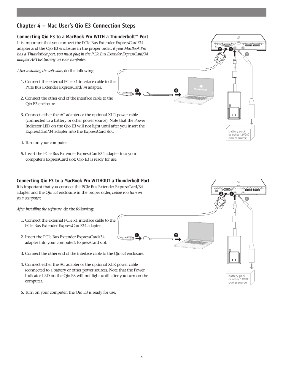 Chapter 4 – mac user’s qio e3 connection steps | Sonnet Technologies Qio E3 User Manual | Page 9 / 20