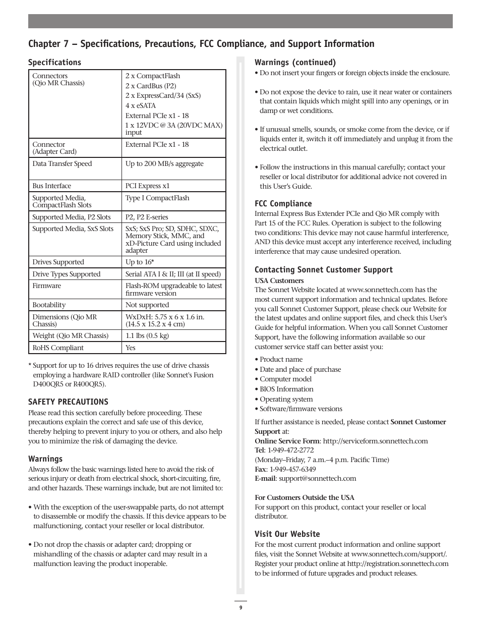 Sonnet Technologies Qio MR User Manual | Page 13 / 14
