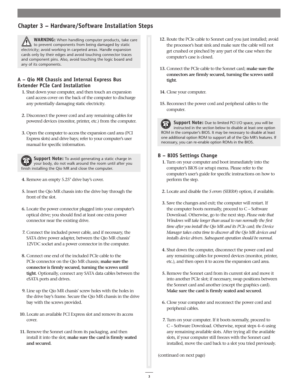 Chapter 3 – hardware/software installation steps | Sonnet Technologies Qio MR User Manual | Page 7 / 14