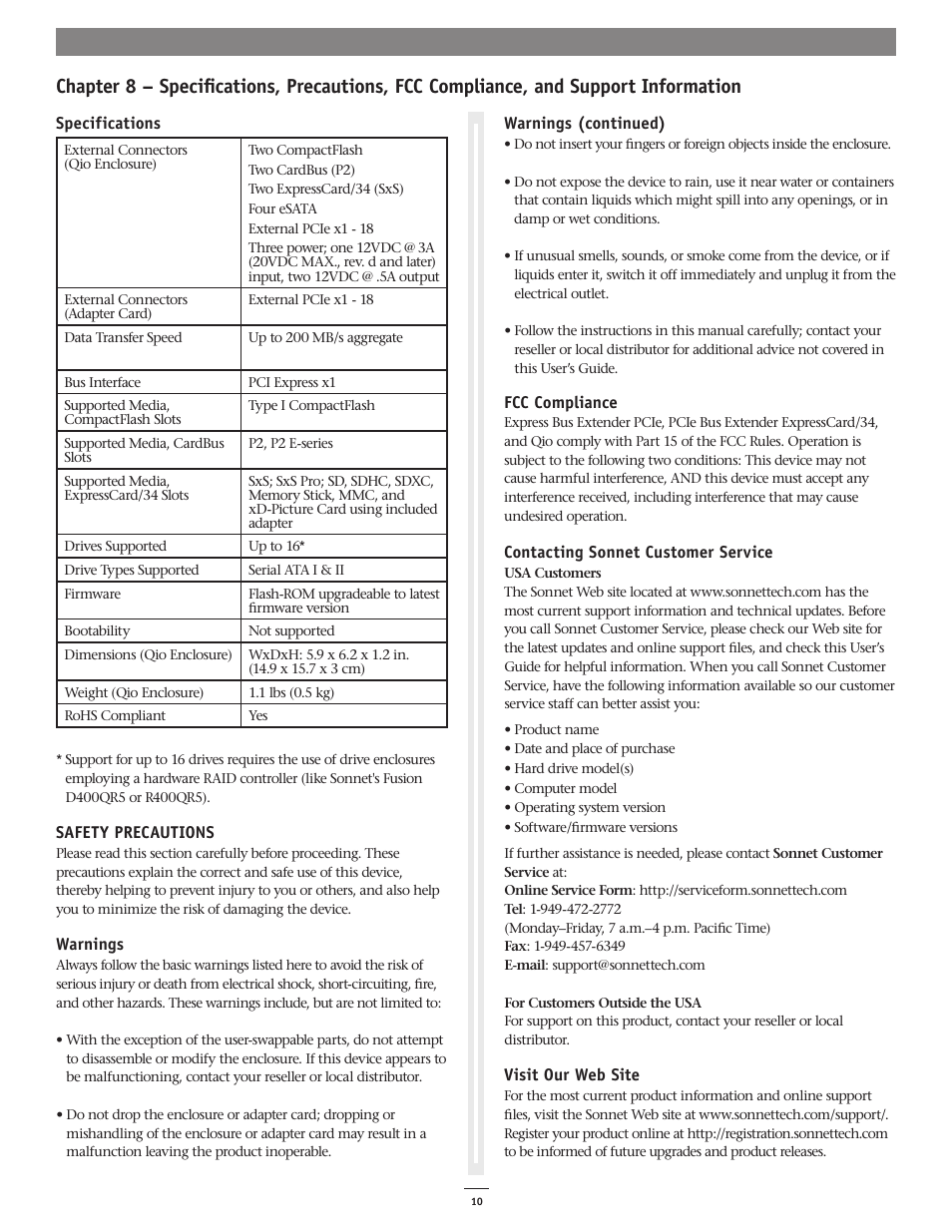 Sonnet Technologies Qio Mac User Manual | Page 14 / 16