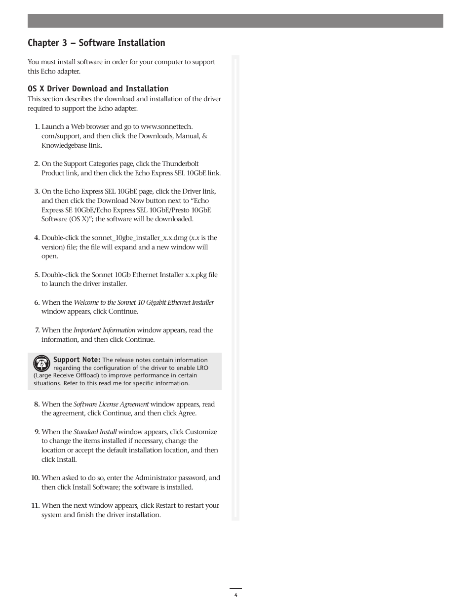 Chapter 3 – software installation | Sonnet Technologies Echo Express SEL 10GbE User Manual | Page 8 / 14