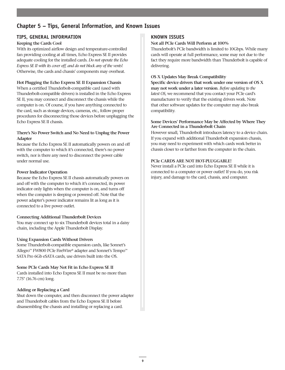 Sonnet Technologies Echo Express SE II User Manual | Page 13 / 14