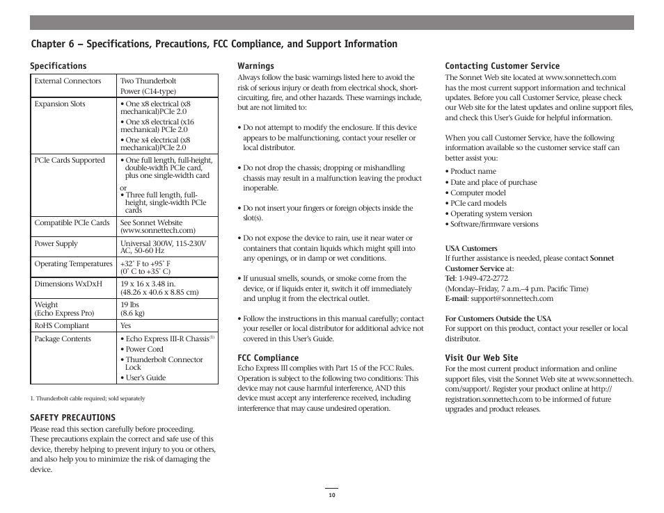 Sonnet Technologies Echo Express III-R User Manual | Page 14 / 16