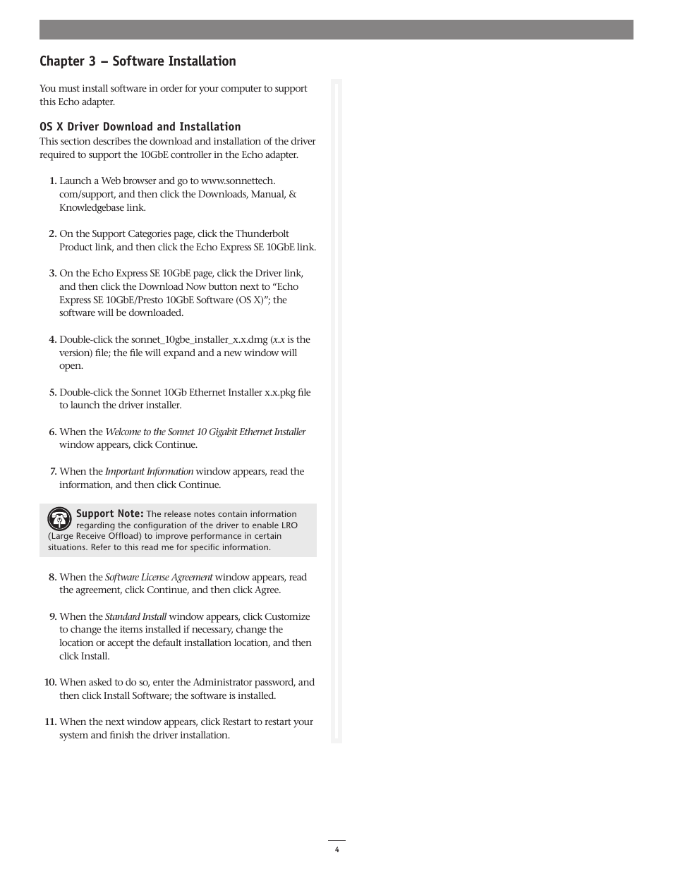 Chapter 3 – software installation | Sonnet Technologies Echo Express SE 10GbE User's Guide [Enghlish] User Manual | Page 8 / 12
