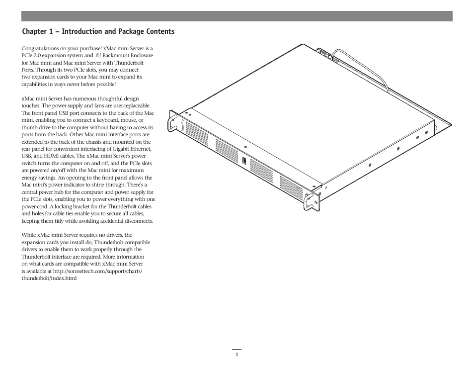 Chapter 1 – introduction and package contents | Sonnet Technologies xMac mini Server (Revisions A - C) User Manual | Page 5 / 16