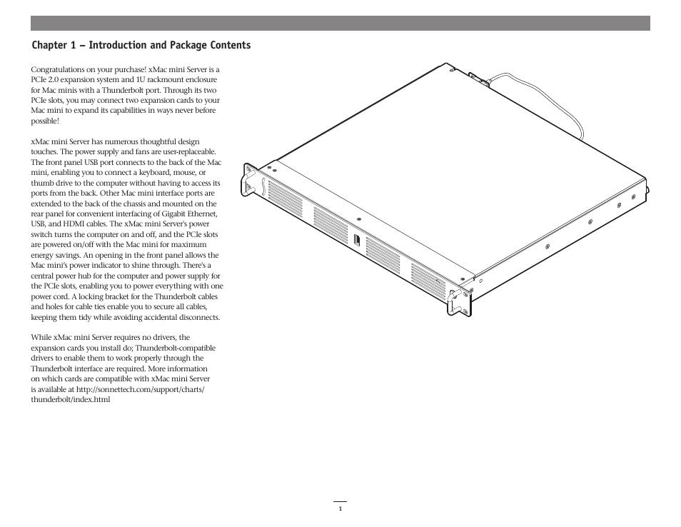 Chapter 1 – introduction and package contents | Sonnet Technologies xMac mini Server (Revision D and Later) User Manual | Page 5 / 18