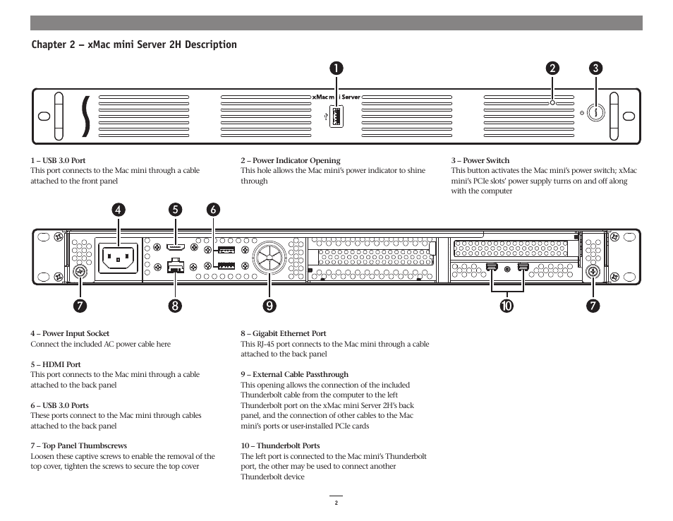Chapter 2 – xmac mini server 2h description | Sonnet Technologies xMac mini Server 2H User Manual | Page 6 / 16