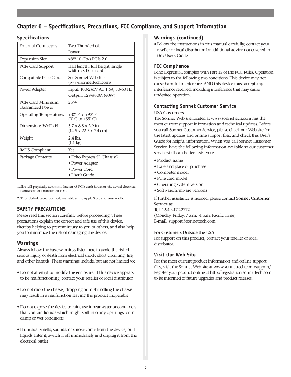 Sonnet Technologies Echo Express SE Thunderbolt Expansion Chassis User Manual | Page 13 / 14