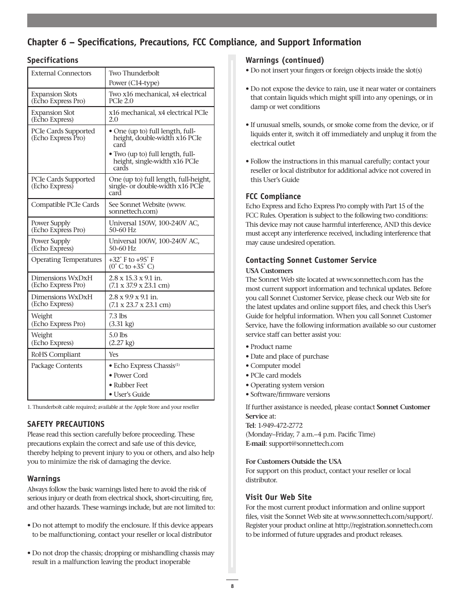 Sonnet Technologies Echo Express and Echo Express Pro Thunderbolt Expansion Chassis User Manual | Page 12 / 14