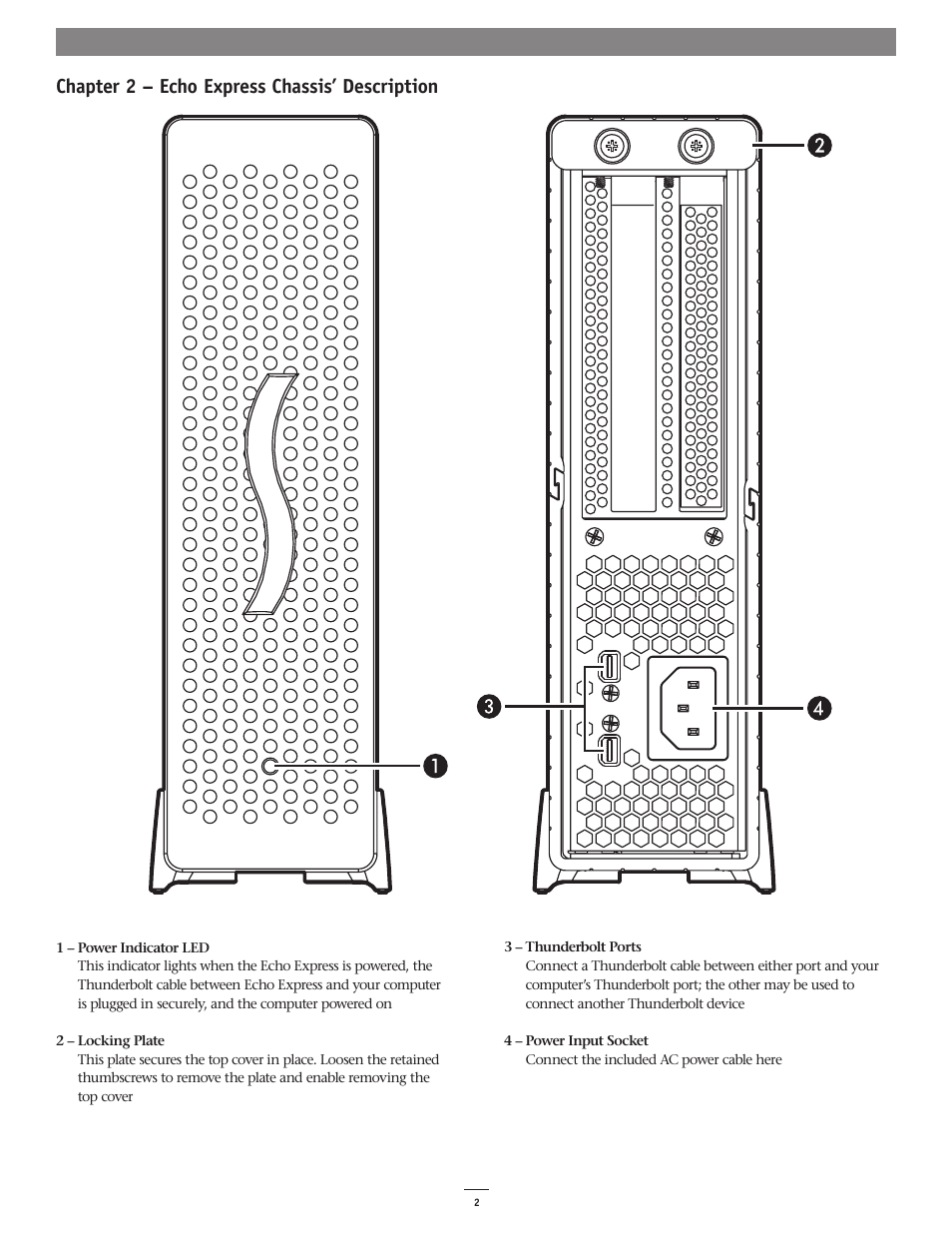 Chapter 2 – echo express chassis’ description | Sonnet Technologies Echo Express and Echo Express Pro Thunderbolt Expansion Chassis User Manual | Page 6 / 14