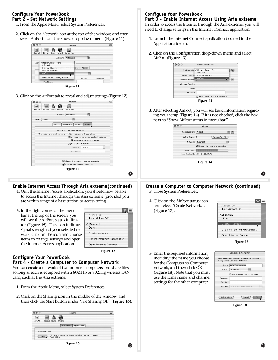 Create a computer to computer network (continued) | Sonnet Technologies Aria extreme CardBus User Manual | Page 3 / 4